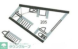 サークルハウスニシオギキタ ワンルームの間取図画像