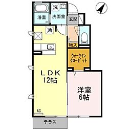 ソレアードA 1LDKの間取図画像