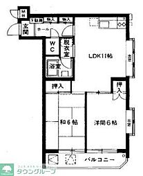 メゾン一ッ橋学園 2LDKの間取図画像