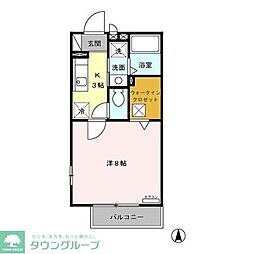 ローズベリーB 1Kの間取図画像
