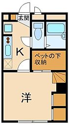 レオパレス三生 1Kの間取図画像