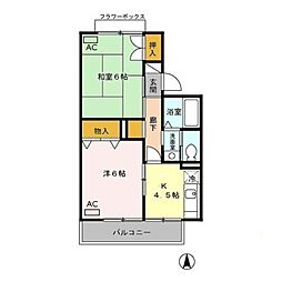 ルードルフィアタウンズB 2Kの間取図画像