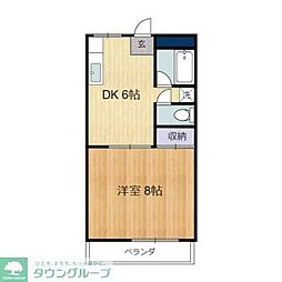 コスモコーポ2 1DKの間取図画像
