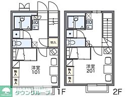 レオパレスグリーンハウス5 1Kの間取図画像