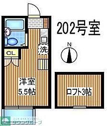第2エクセル向台 ワンルームの間取図画像