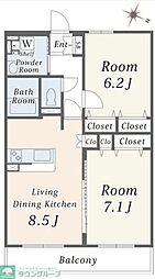 CityPrimeひばりが丘 2LDKの間取図画像