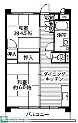 ビレッジハウス向台タワー 2DKの間取図画像