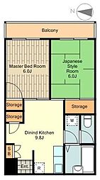 リエス国分寺恋ヶ窪 2DKの間取図画像