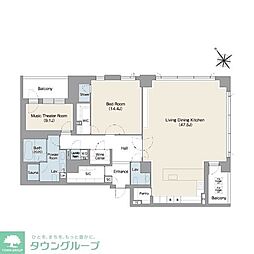 プレステージレジデンス白金台 2LDKの間取図画像