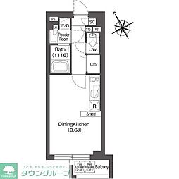 OZIO上目黒 ワンルームの間取図画像