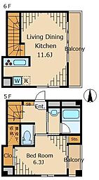 エムズ鷹番 1LDKの間取図画像