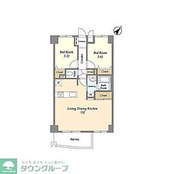 サント・コア目黒 2LDKの間取図画像