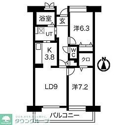アクティ目黒駅前1号棟 2LDKの間取図画像
