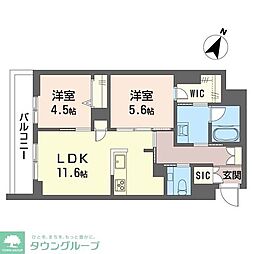 ケーズコート下目黒 2LDKの間取図画像
