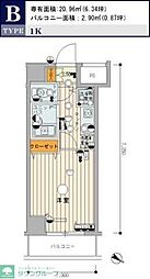 スカイコートルーベンス中目黒 1Kの間取図画像