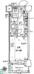 パークリュクス白金monoグレージュ 1Kの間取図画像