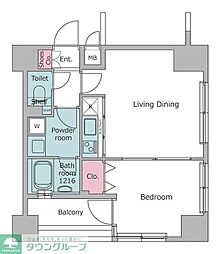 レジディア広尾南 1LDKの間取図画像