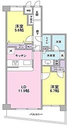 シルフィード南平台 2LDKの間取図画像