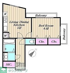 ルミエール三軒茶屋 1LDKの間取図画像