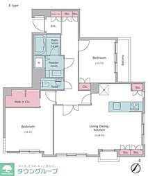レジディア上目黒 2LDKの間取図画像
