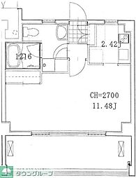 上目黒ガーデン ワンルームの間取図画像