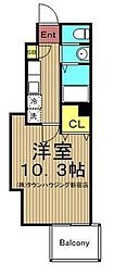 セレ渋谷本町 1Kの間取図画像