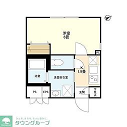 ウェルスクエアイズム目黒祐天寺 1Kの間取図画像