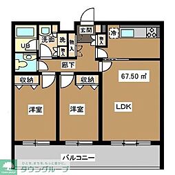瀬田フラット 2LDKの間取図画像