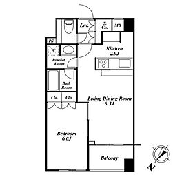 SPACIA三軒茶屋弐番館 1LDKの間取図画像