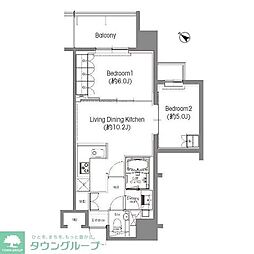 BPRレジデンス三田伊皿子坂 2LDKの間取図画像