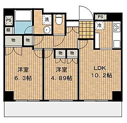 ラフィネ大崎 2LDKの間取図画像