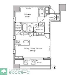 ザ・パークハビオ白金高輪 1LDKの間取図画像