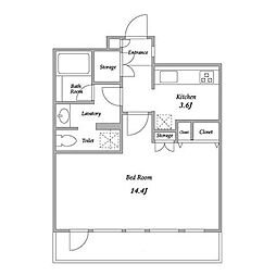 渋谷プロパティータワー 1Kの間取図画像