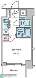 レジディア広尾2 1Kの間取図画像