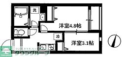ベルヴェル笹塚 2Kの間取図画像