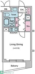 レジディア西麻布 ワンルームの間取図画像