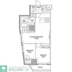 ザ・パークハビオ目黒桜邸 2LDKの間取図画像