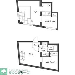 EXAM中目黒 2LDKの間取図画像