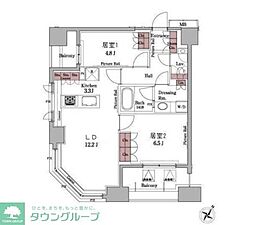 パークアクシス白金台 2LDKの間取図画像