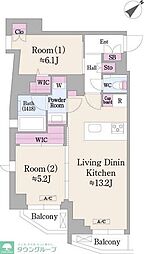 アーバンプレミア池尻大橋 2LDKの間取図画像