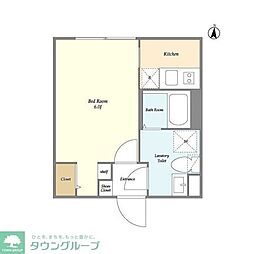 アグレシオ奥沢 ワンルームの間取図画像
