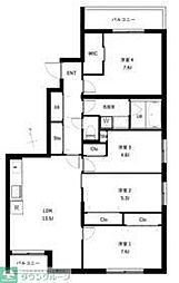 ＣＯＥＵＲ　ＢＬＡＮＣ西荻窪 5階4LDKの間取り