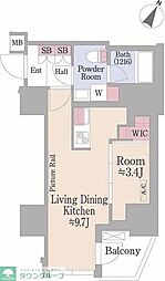 グランハイツ曙橋 1LDKの間取図画像