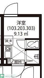 GARUNA OKUBO ワンルームの間取図画像