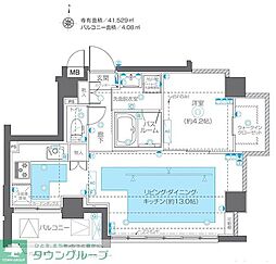 ZOOM中野West 1LDKの間取図画像