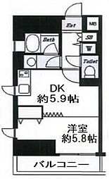 デュオ・スカーラ西新宿2 1DKの間取図画像