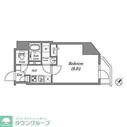 グランパセオ新宿河田町 1Kの間取図画像