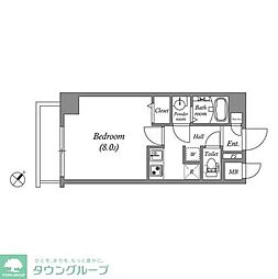 グランパセオ新宿河田町 1Kの間取図画像