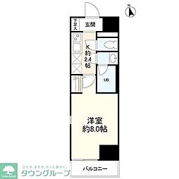 リバーレ中野坂上 1Kの間取図画像