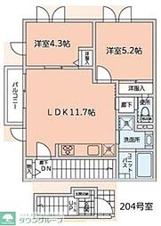 富士ハイツ 2LDKの間取図画像